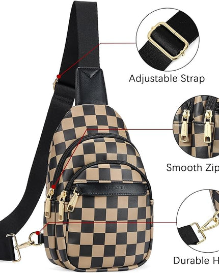 BOSTANTEN Small Sling Bag for Women Leather Crossbody Bags Fanny Pack Chest Bag for Travel
