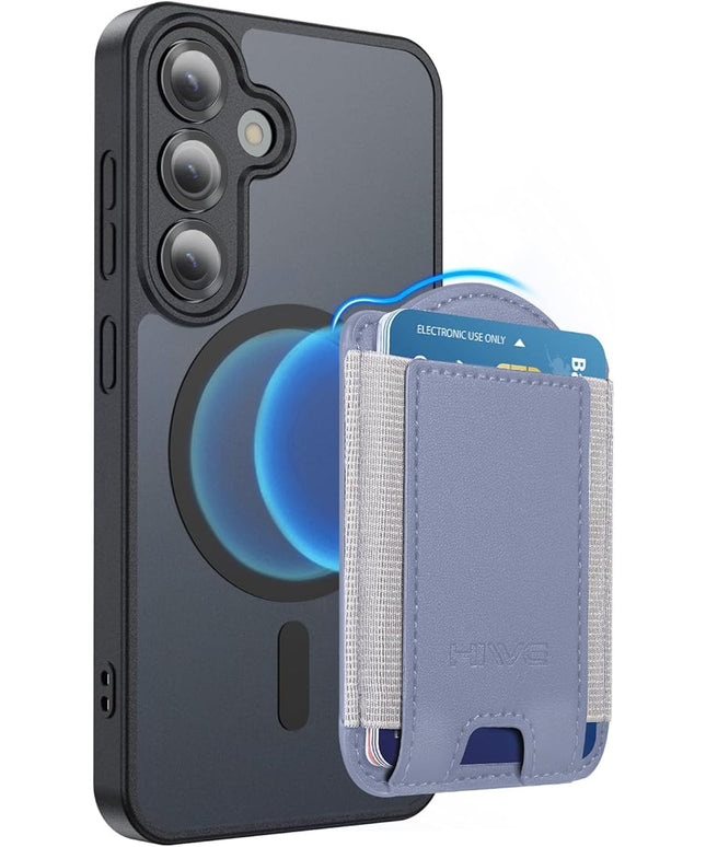 HiWe for MagSafe Wallet for Galaxy S25/S24 Series with Magnetic Case and iPhone 17/16/15/14/13/12 Series, No Case, 6 Cards Holder, RFID Leather Slim Lavender