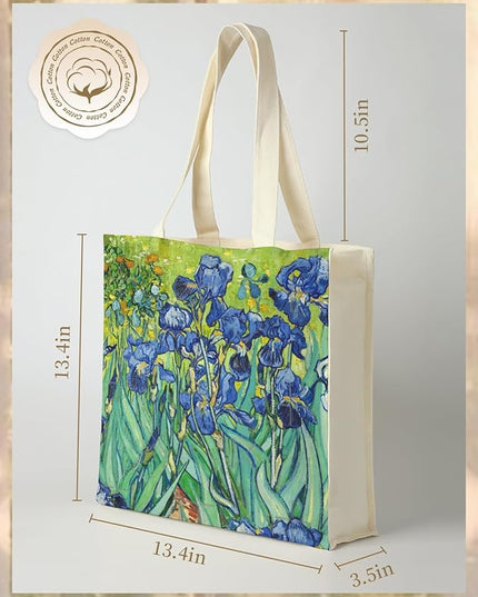 AUSVKAI Canvas Tote Bag Aesthetic for Women, Cute Reusable Bags with Pockets & Snaps for Beach Shopping College Gym Grocery