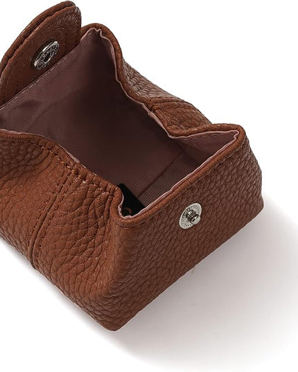 Cockatoo Genuine Leather Coin Pouch Change Holder, Mini Snap Pocket Wallet for Men Women (Brown, Small)