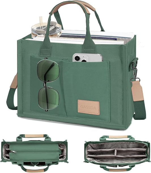 Canvas Tote Bag for Women Crossbody Work Purse with Pockets Top Handle Handbag Satchel Bags for Travel Nurse Teacher