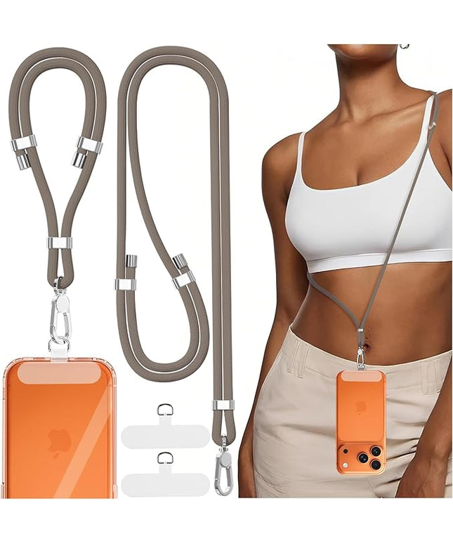 4-IN-1 Phone Lanyard + Wrist Strap, 2PCS Adjustable Length Cell Phone Lanyard with 2 Tether Tabs for iPhone,Smartphones