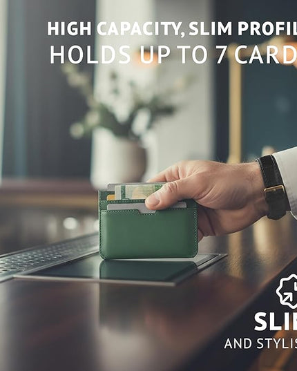 Vaultskin MOORGATE Slim Card Holder - Minimalist Leather Wallet, RFID Blocking Sleeve, Fits Front Pocket, for Men and Women