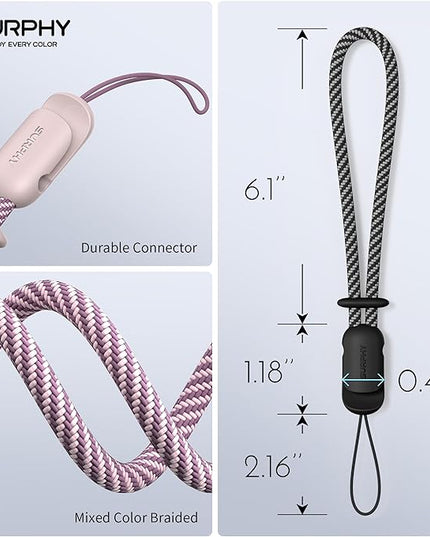 SURPHY 2 Pack Phone Lanyard for Cellphone Case, Phone Wrist Strap for Case, Cellphone Strap with 2-Color Braided, Charm Wrist Lanyard for Women and Men, Cellphone Wrist Lanyard for Women, Pink & Black