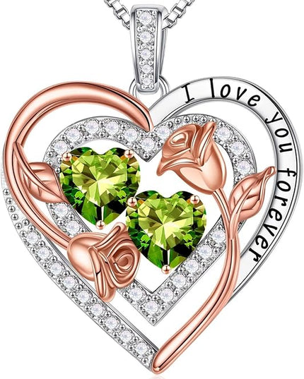 Iefil Christmas Gifts for Women - Sterling Silver Birthstone Necklace Anniversary Birthday Gifts for Her Wife Mom Daughter