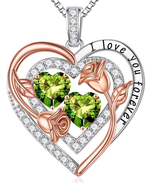 Iefil Christmas Gifts for Women - Sterling Silver Birthstone Necklace Anniversary Birthday Gifts for Her Wife Mom Daughter