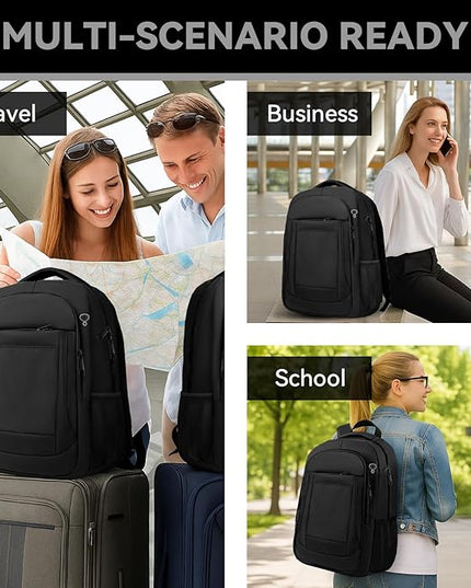 Large Travel Laptop Backpack, 17 Inch Laptop Backpack Airline Approved, Business Anti Theft Slim Sturdy Work Computer College High School Backpack Bag Fits 17.3 Inch Notebook for Men Women, Black