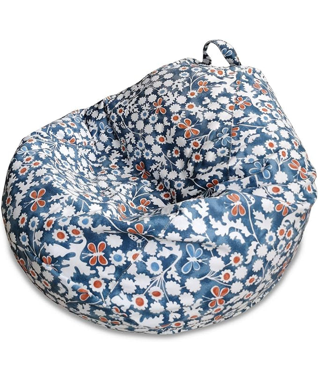 YuppieLife Stuffed Animal Storage Bean Bag Chairs Canvas Cover for Kids(Just Cover，No filling）/Machine Washable Toddler Sofa Cover for Room Decor/Durable Eco-print furniture(27'',Insect Paradise)
