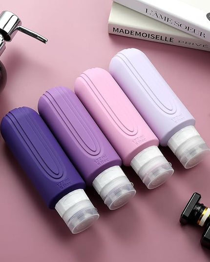 Travel Bottles for Toiletries, Large 6oz Oversize Containers, BPA Free Leak Proof Tubs Refillable Liquid Traveler Accessories with Toiletry Bag for Cometic Shampoo and Lotion Soap (4 Pack)