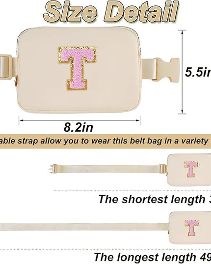 Uygafly Belt Bag Fanny Pack Crossbody Bags with Initials Letter Patch Cute Stuff Birthday Gifts for Teenager Girls Trendy Stuff for Teens | Khaki,T