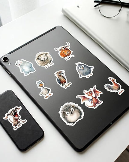 50 Pcs Funny Quirky Crazy Animal Stickers for Kids Teacher Water Bottle Laptop Phone Case Kindle Suitcase Scrapbook Diary Notebook Craft, Waterproof Vinyl Sticker Decal