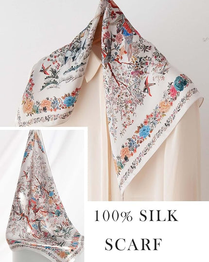100% Mulberry Silk Scarf for Women Hair Lightweight Square Neckerchief Wrap For Head Scarves 21"