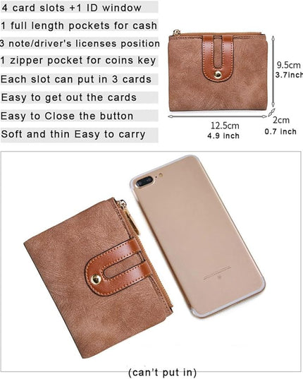 AOXONEL Women's Rfid Small Bifold Leather Wallet Ladies Mini Zipper Coin Purse id card Pocket,Slim Compact Thin