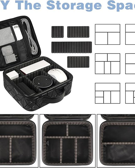MATEIN Cable Organizer Bag, Waterproof Travel Electronic Storage, Shockproof Portable Double Layer Tech Bags Carrying Case for Cord, Earbuds, Charger, SD Card, DJ Gifts, Black