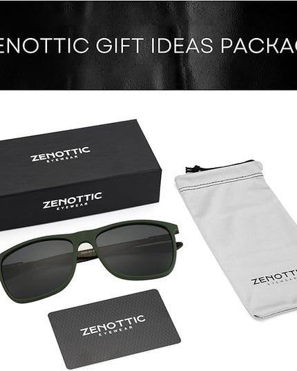 ZENOTTIC Square Polarized Sunglasses for Men Ultralight Carbon Fiber Sun Glasses Driving Fishing Golf Sports UV400 Protection