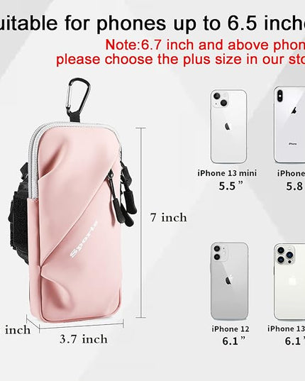 Phone Holder, Small Crossbody Shoulder Holsters Bag with Arm Band, Fits iPhone and Android, Use for Running, Walking, Hiking & Biking (6.7 Inches, Pink)