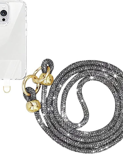 Crystal Phone Lanyard for Women Sparkling Crossbody Phone Strap with Full Rhinestone Bling Anti-Theft Phone Strap