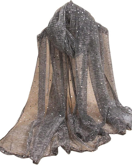 Floerns Women's Sequin Bandana Square Scarf Silk Scarves Mesh Shawl and Wrap for Evening Dresses