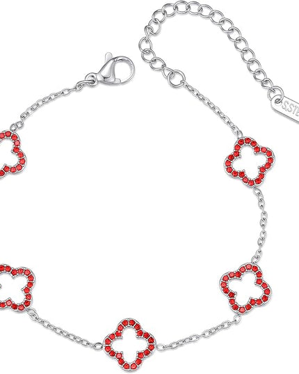 CLAIRETTE Premium PVD Gold-Plated Clover Lucky Bracelet for Women Flower Four Leaf Link Bracelets Trendy Jewelry Gifts for Women