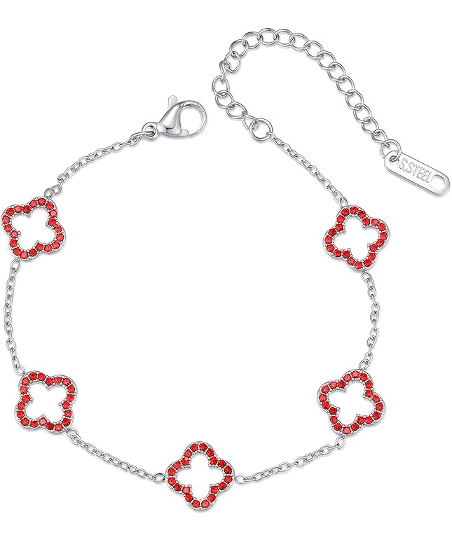 CLAIRETTE Premium PVD Gold-Plated Clover Lucky Bracelet for Women Flower Four Leaf Link Bracelets Trendy Jewelry Gifts for Women