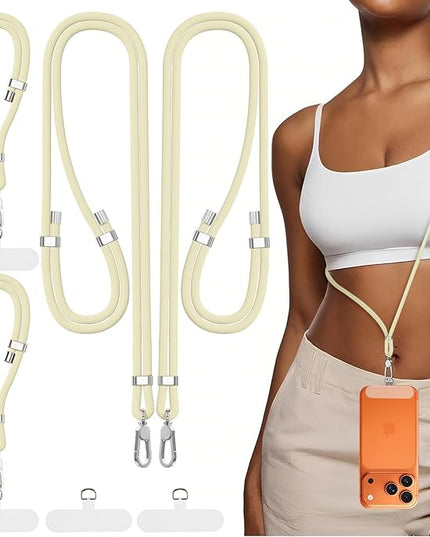 4-IN-1 Phone Lanyard + Wrist Strap, 2PCS Adjustable Length Cell Phone Lanyard with 2 Tether Tabs for iPhone,Smartphones