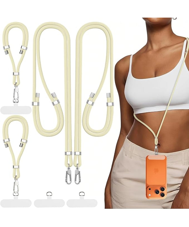4-IN-1 Phone Lanyard + Wrist Strap, 2PCS Adjustable Length Cell Phone Lanyard with 2 Tether Tabs for iPhone,Smartphones