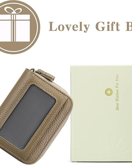 GOIACII Small Genuine Leather Wallet for Women, RFID Blocking Credit Card Holder Wallet