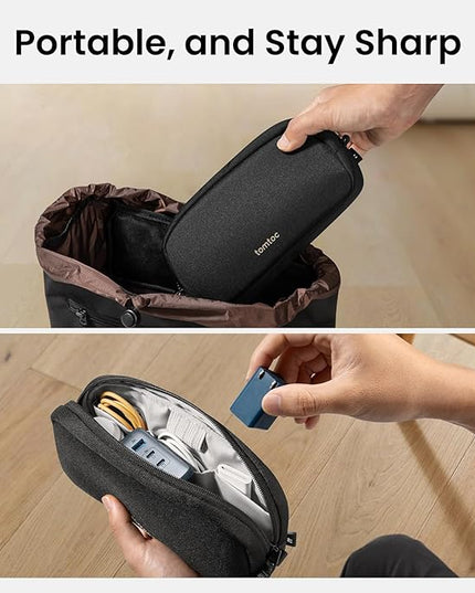 tomtoc Electronics Organizer Travel Case, Water Resistant Travel Bag Cable Organizer for Essentials, Tech Pouch Accessories Carry Storage for Cord, Phone, Cables, Airpods, USB Flash Drive, Daily Items