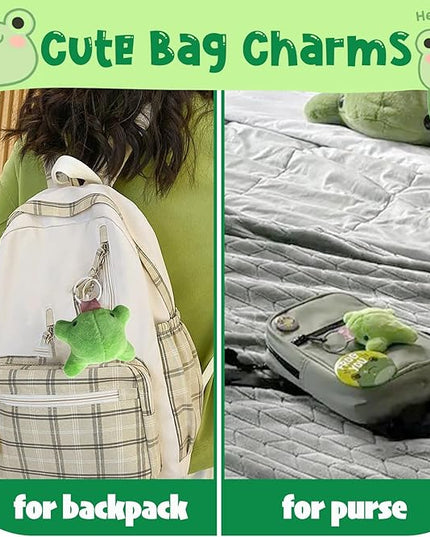 Agromusk Cute Frog Keychain,Kawaii Frog Plush Keychain,Green Frog Purse Bag Charms Funny Frog Decor Car Keys Gifts