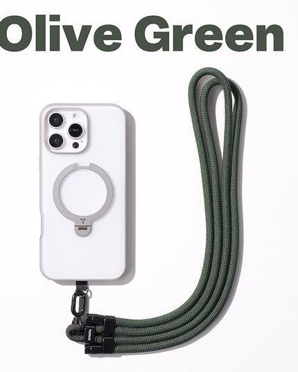 TORRAS Phone Lanyard Crossbody with 2 Phone Tabs, Adjustable Anti Theft Phone Strap for All Phones, Premium Metal Buckles, Skin-Friendly, Universal Phone Neck lanyard for Women and Men, Olive Green
