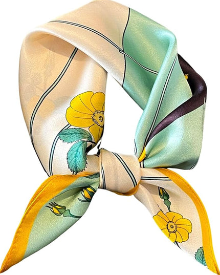 100% Mulberry Silk Scarf for Women Hair Lightweight Square Neckerchief Wrap For Head Scarves 21"