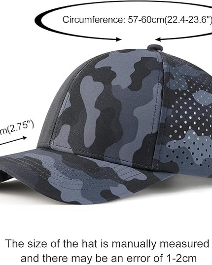 VOBOOM Men Quick Dry Baseball Cap Laser Cut Mesh Ball Curved Brim Snapback Hat