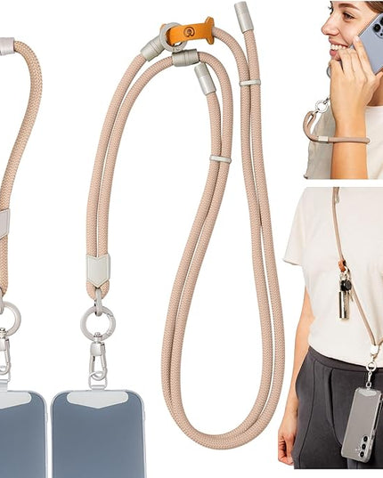 Pulpo 2 in 1 Anti Theft Phone Lanyard and Wrist Strap for iPhone and Android, Adjustable Cell Phone Leash and Universal Tether, Hands Free Strap for Travel Running and Everyday Use, Dusty Pink
