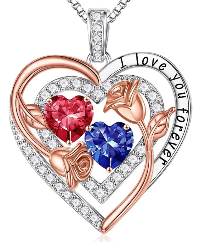 Iefil Christmas Gifts for Women - Sterling Silver Birthstone Necklace Anniversary Birthday Gifts for Her Wife Mom Daughter