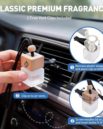 Car Air Freshener Hanging 2 Pack, Black Cedar and Juniper Essential Oil Air Diffuser, Long Lasting Car Scent Fragrance, Car Accessories for Women Men
