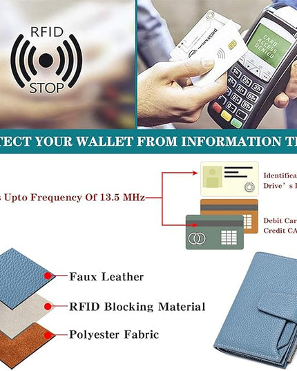 FALAN MULE Small Wallet for Women Leather Bifold Compact RFID Blocking Small Womens Wallet Purse