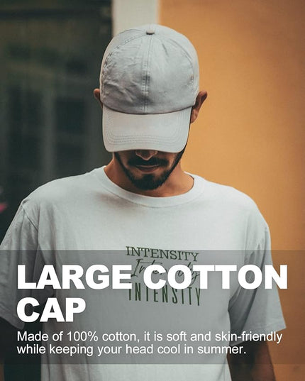 Zylioo XL XXL Oversize Baseball Cap, 100% Cotton Adjustable Dad Hat for Big Heads 23.5"-25.5", Soft Crown Large Size Cap