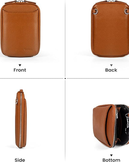 befen Genuine Leather Crossbody Cell Phone Purse for Women, Small Zip Around RFID Blocking Crossbody Wallet Bags