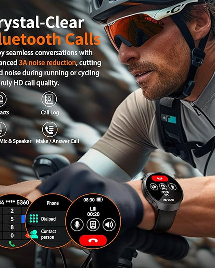 GPS Smart Watch for Men With AI (Answer/Make Call), 1.43" Micro-Spherical AMOLED Smartwatch for Android and iPhone, 150+ Sport Mode Fitness Tracker with HR, SpO2, Sleep Monitor, 5ATM Waterproof