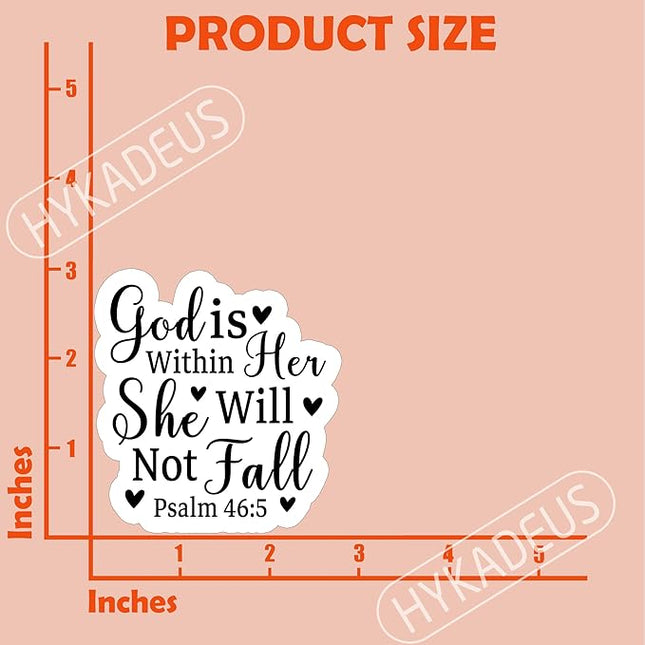 (3Pcs) God is Within Her She Will Not Fall Sticker – Inspirational Christian Vinyl Decal, Psalm 46:5 Scripture Stickers for Women – Waterproof for Laptop, Tumbler, Water Bottle – 3" x 2.8"