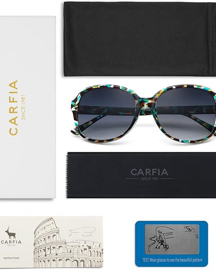 CARFIA Acetate Oversized Square Polarized Sunglasses for Women UV Protection Retro Trendy Big Shades