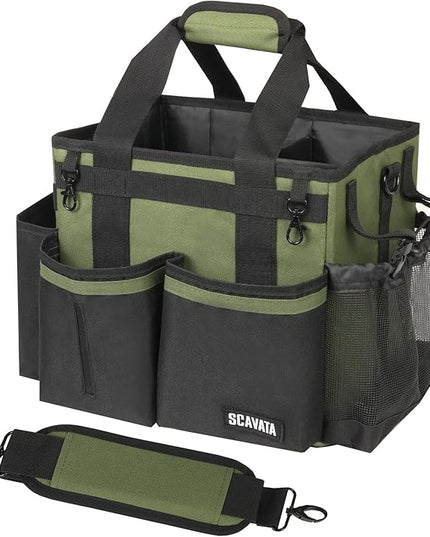 Compact Wearable Cleaning Caddy, Small Cleaning Caddy Supplies Organizer with Handle & Shoulder Straps for Housekeepers, Under Sink & Car Cleaning Tool Organizers Bag (Armygreen)