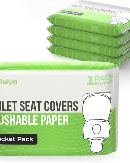 Toilet Seat Cover Paper Flushable (50 Pack) - XL for Adults and Kids Potty Training, 100% Biodegradable Travel Supplies Essentials for Public Restrooms, Airplane, Camping, Festivals