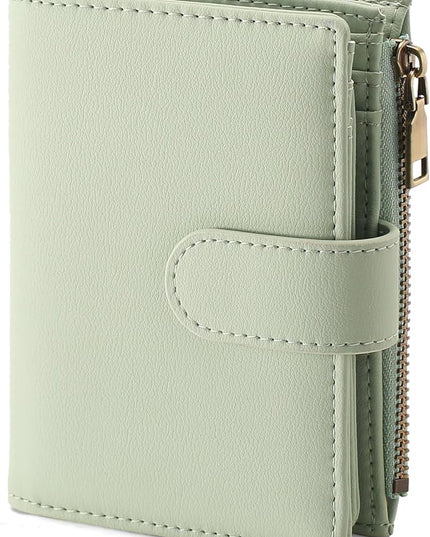 GAEKEAO Small Wallets for Women Leather RFID Blocking Bifold Zipper Pocket Wallet Card Case Purse with ID Window