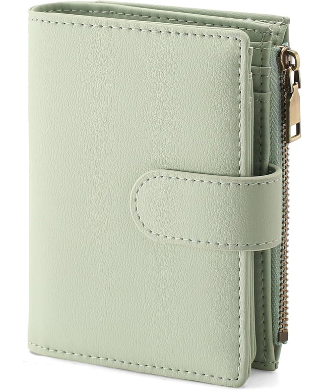GAEKEAO Small Wallets for Women Leather RFID Blocking Bifold Zipper Pocket Wallet Card Case Purse with ID Window