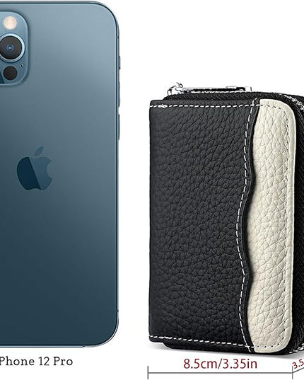 Linno RFID 20 Slots Credit Card Holder Genuine Leather Small Wallet for Women or Men with Zipper