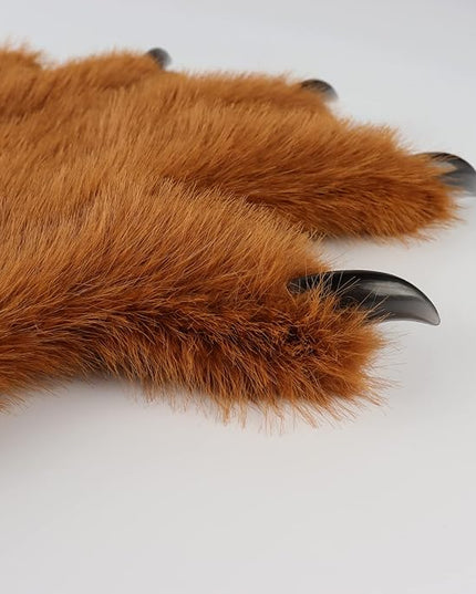 HAOAN Wolf Paw Gloves Faux Fur Cat Fingerless Mittens Winter Warm Cosplay Halloween Fancy Party Costume Accessories