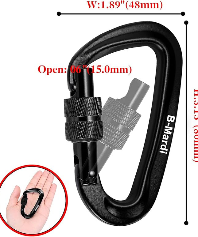 Carabiner Clips Heavy Duty 12kN (2697 lbs)-Lightweight Locking Carabiners for Camping, Hiking, Hammock, Dog Leash Harness, Outdoor and Gym etc, Keychains& Utility