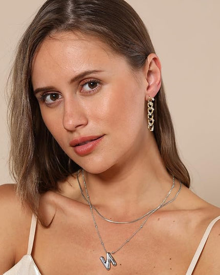 LUCA SMITH Initial Necklaces for Women, Dainty Balloon Bubble Letter, Name Letter Alphabet Pendant Layered Choker Chain Jewelry Gift