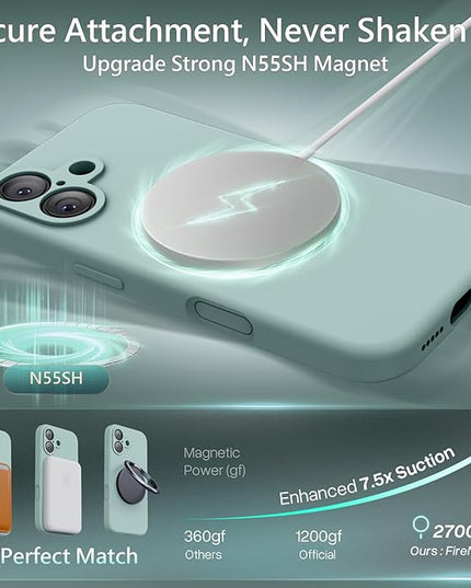 FireNova Magnetic for iPhone 17 Case, Compatible with MagSafe, [Integrated Silicone Camera Control Button] [Camera Protection] Anti-Scratch Microfiber Lining Phone Case, 6.3", Mint Green